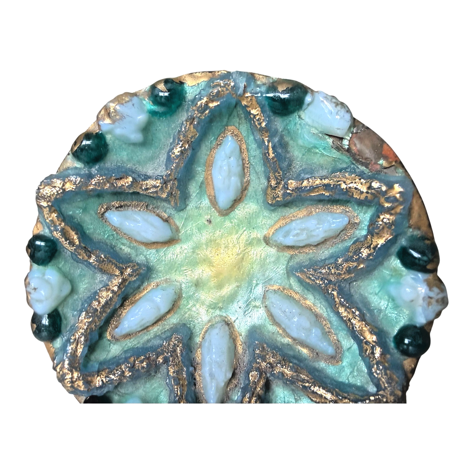 Vintage Duban Christel Limoges French MCM Enamel Art Dish - Star Pattern, 4.5”