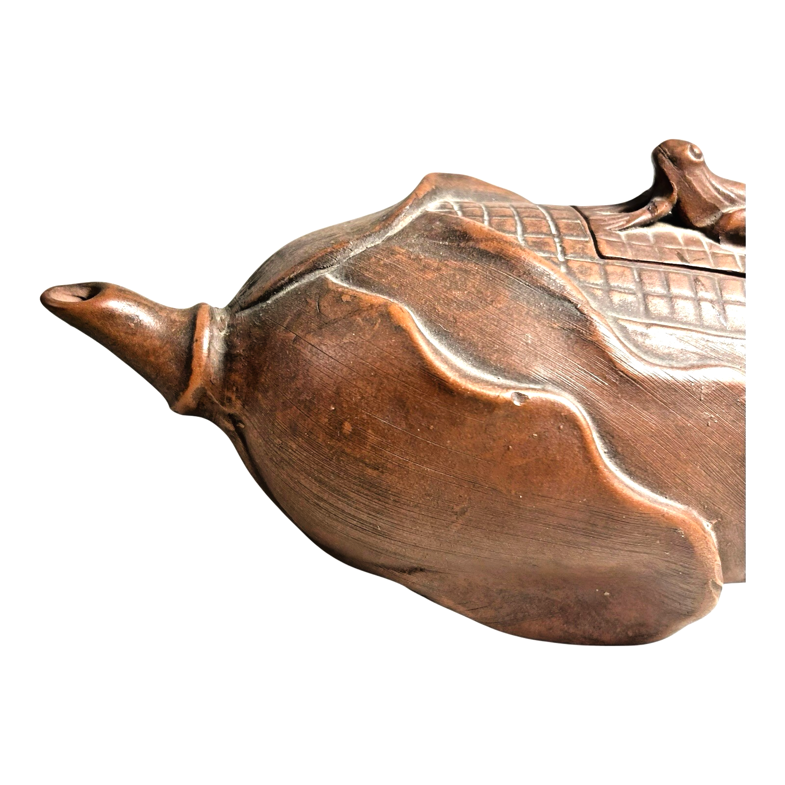 Antique Chinese Yixing Zisha Stoneware Teapot, Applied Frog Finial