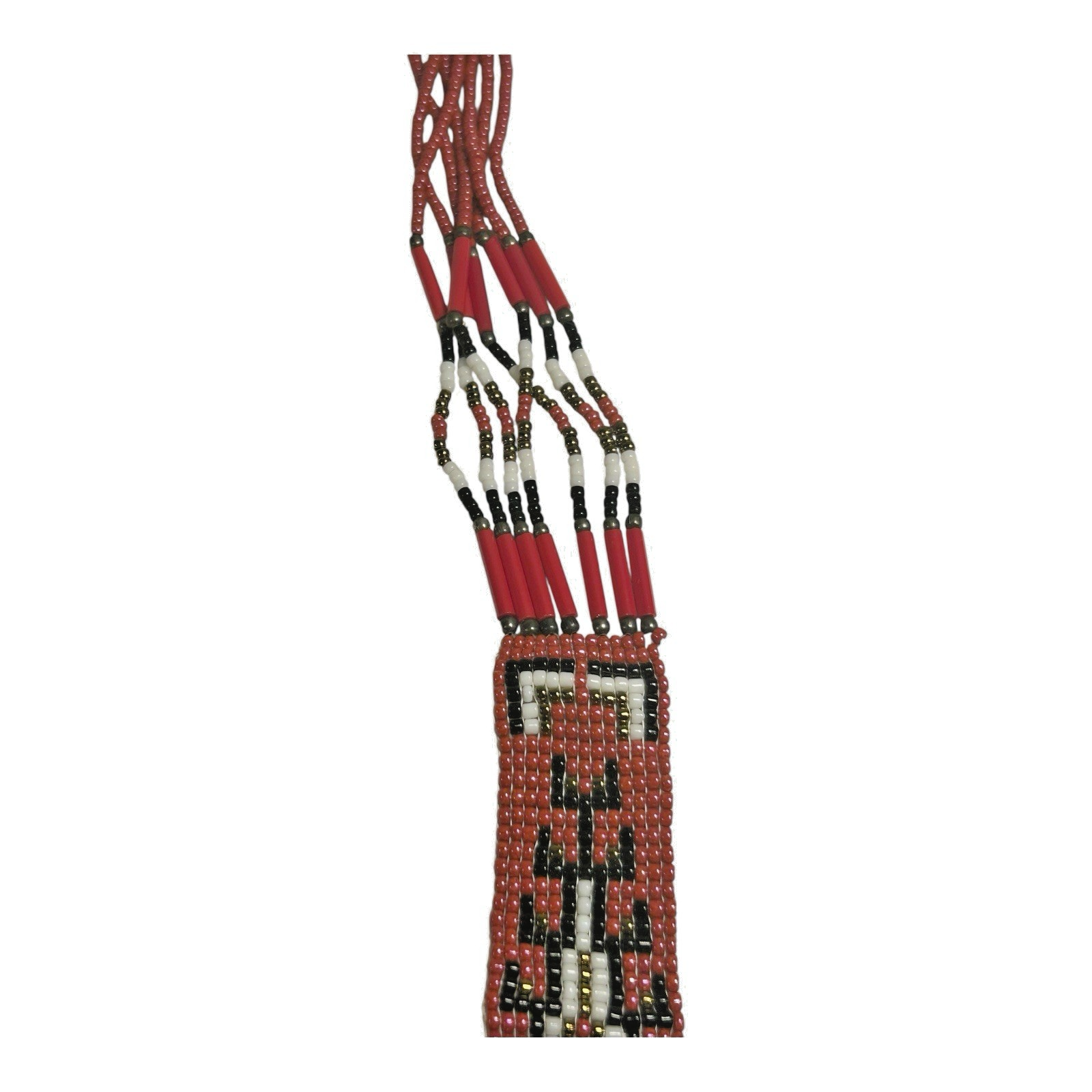 Vintage Native American Beaded Necklace - Geometric Navajo Rug Design