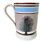 Antique Rare Staffordshire Purple Tree Mochaware Mocha Mug - Early 1800s