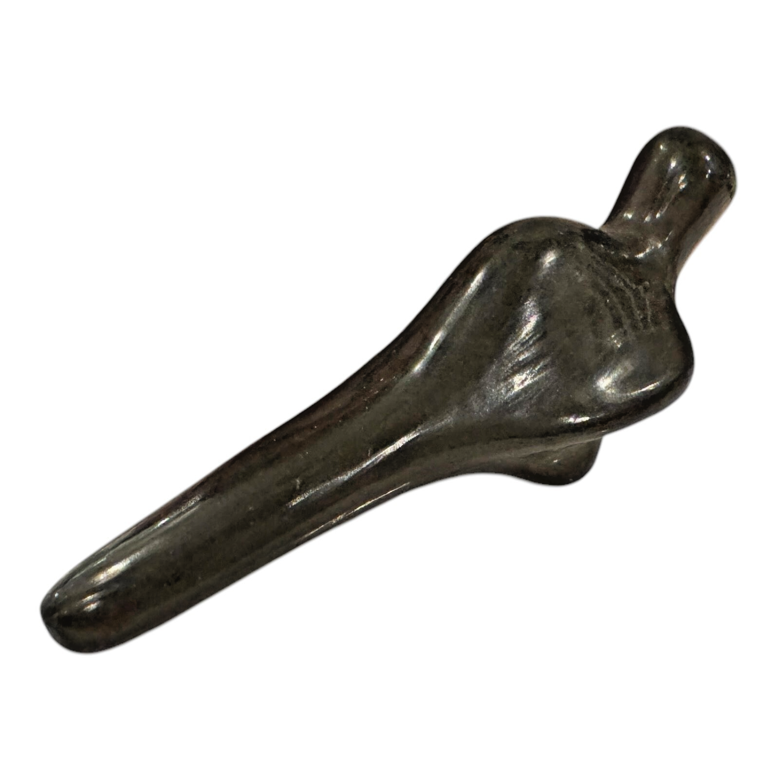 Vintage Native American Santa Clara Blackware Pottery Bird Figurine - Signed