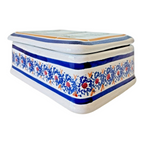 Vintage Henriot Quimper France Lidded Trinket Box with Breton Woman - Signed