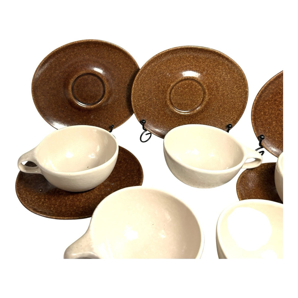 Vintage Roseville Pottery Raymor Coffee Cups and Saucers by Ben Siebel -Set of 5