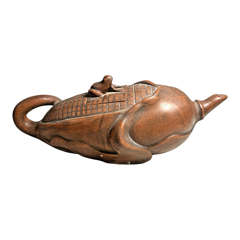 Antique Chinese Yixing Zisha Stoneware Teapot, Applied Frog Finial