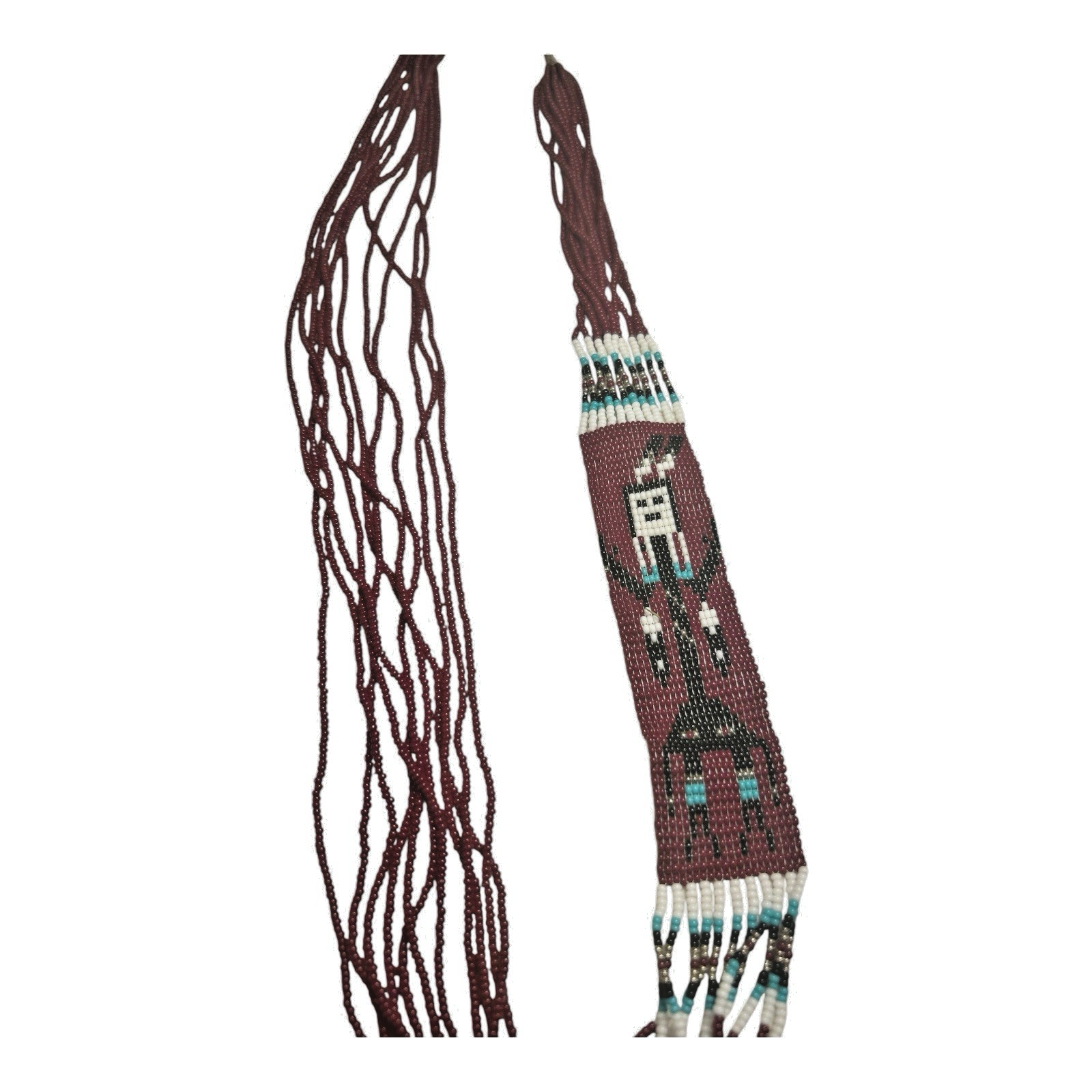 Vintage Native American Beaded Necklace with Navajo Rug Pattern