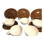 Vintage Roseville Pottery Raymor Coffee Cups and Saucers by Ben Siebel -Set of 5