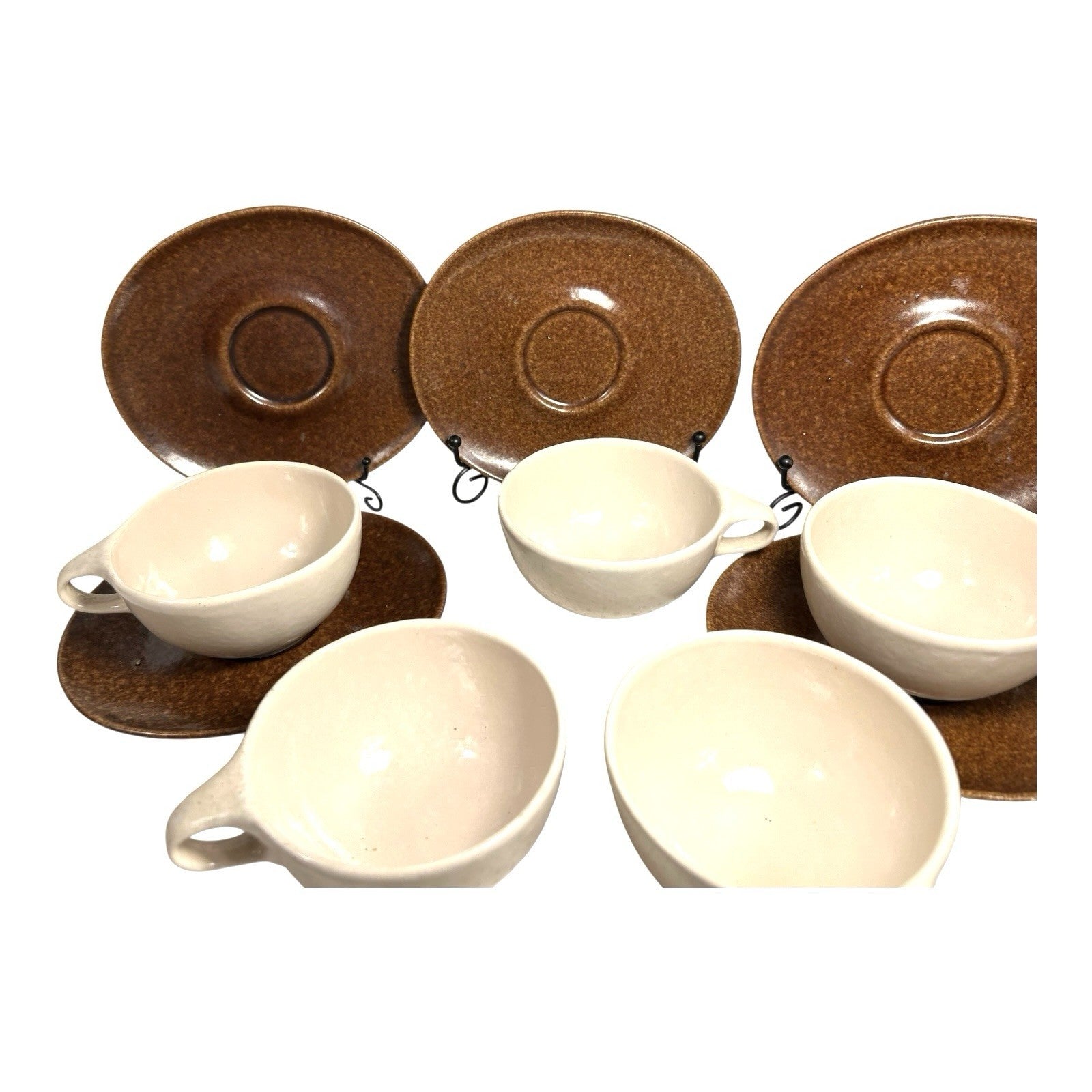 Vintage Roseville Pottery Raymor Coffee Cups and Saucers by Ben Siebel -Set of 5