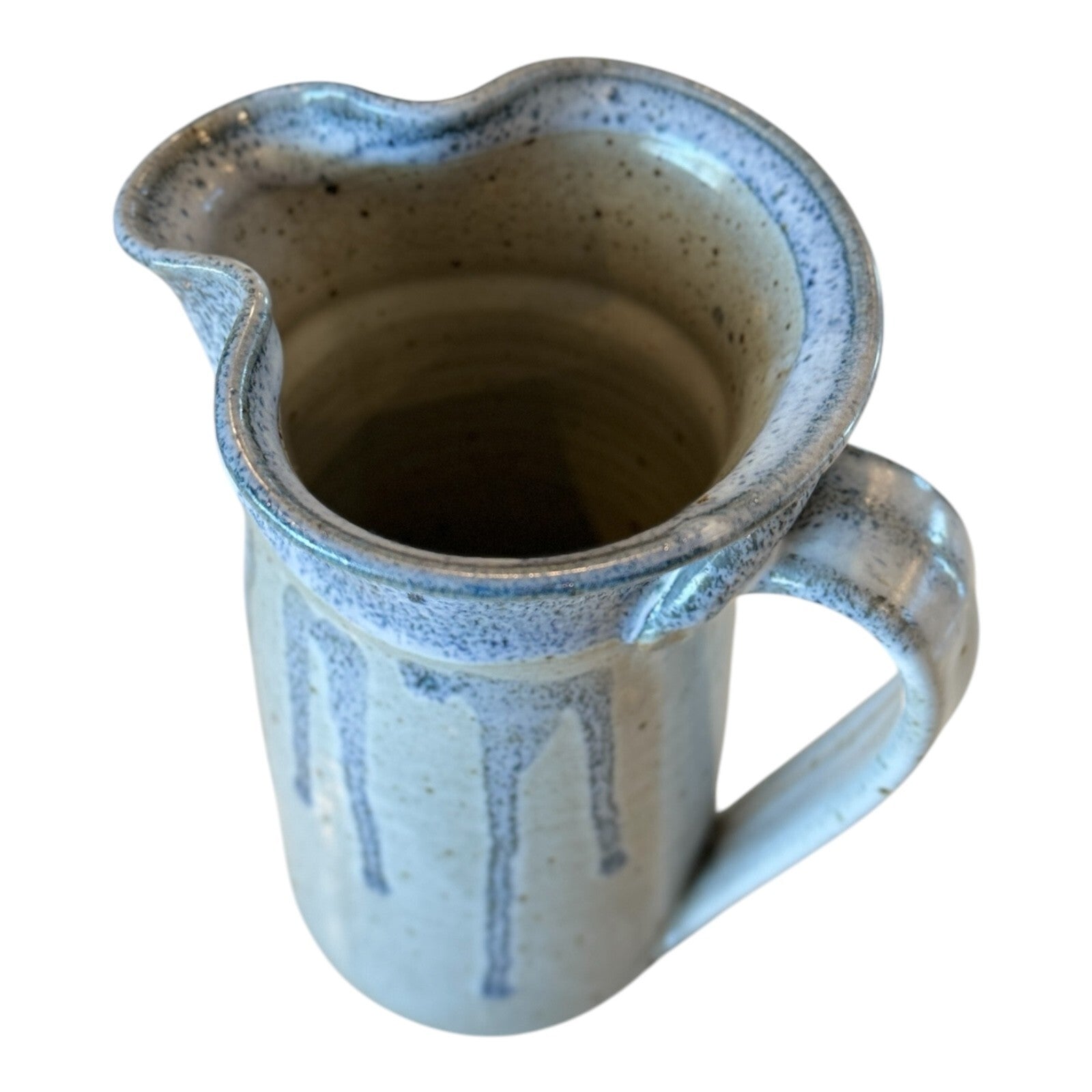 Vintage Country Farmhouse Studio Art Pottery Blue & Gray Pitcher (Signed)