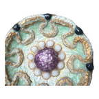 Vintage Duban Christel Limoges MCM Enamel Art Dish - Purple Green Gold, 8.5"