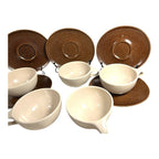 Vintage Roseville Pottery Raymor Coffee Cups and Saucers by Ben Siebel -Set of 5
