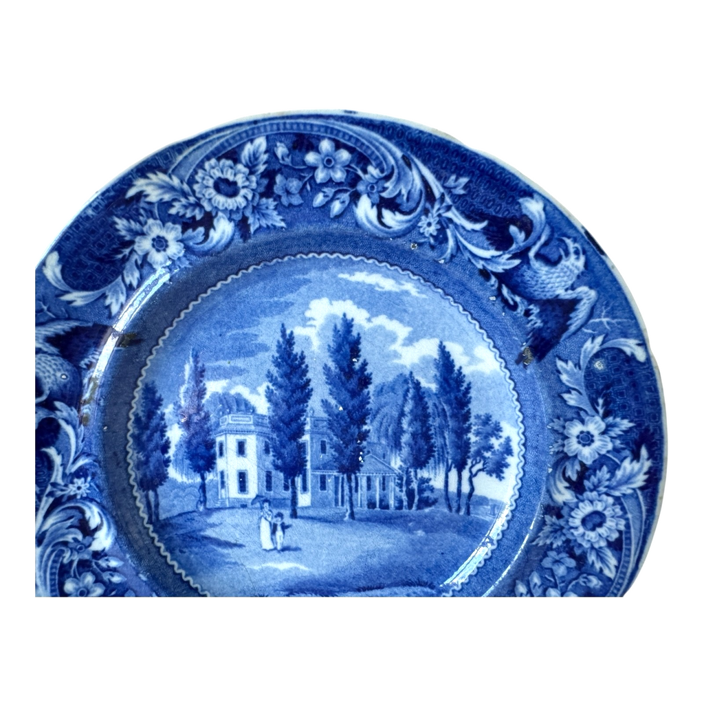 Antique Historical Staffordshire Blue White Transferware Plate – Hoboken NJ
