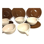 Vintage Roseville Pottery Raymor Coffee Cups and Saucers by Ben Siebel -Set of 5
