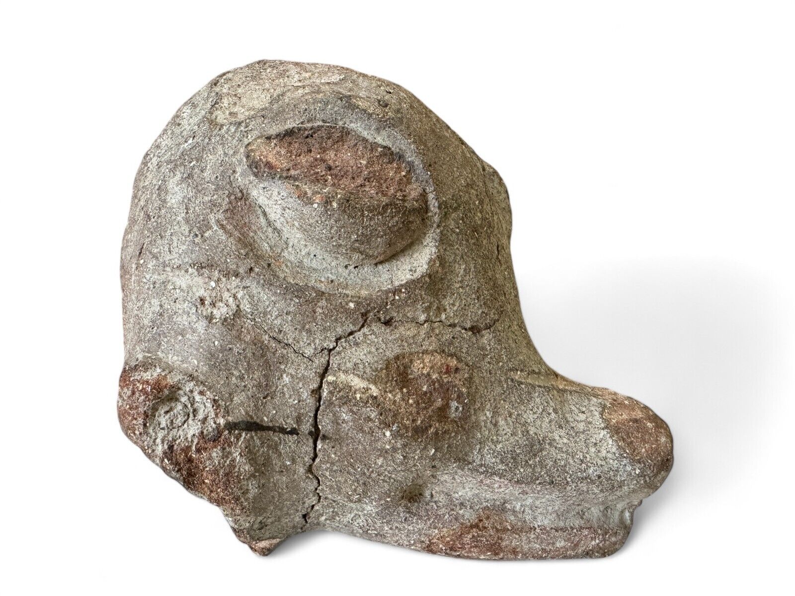 Antique Primitive Terracotta Animal Head Effigy Sculpture Fragment