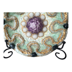 Vintage Duban Christel Limoges MCM Enamel Art Dish - Purple Green Gold, 8.5"