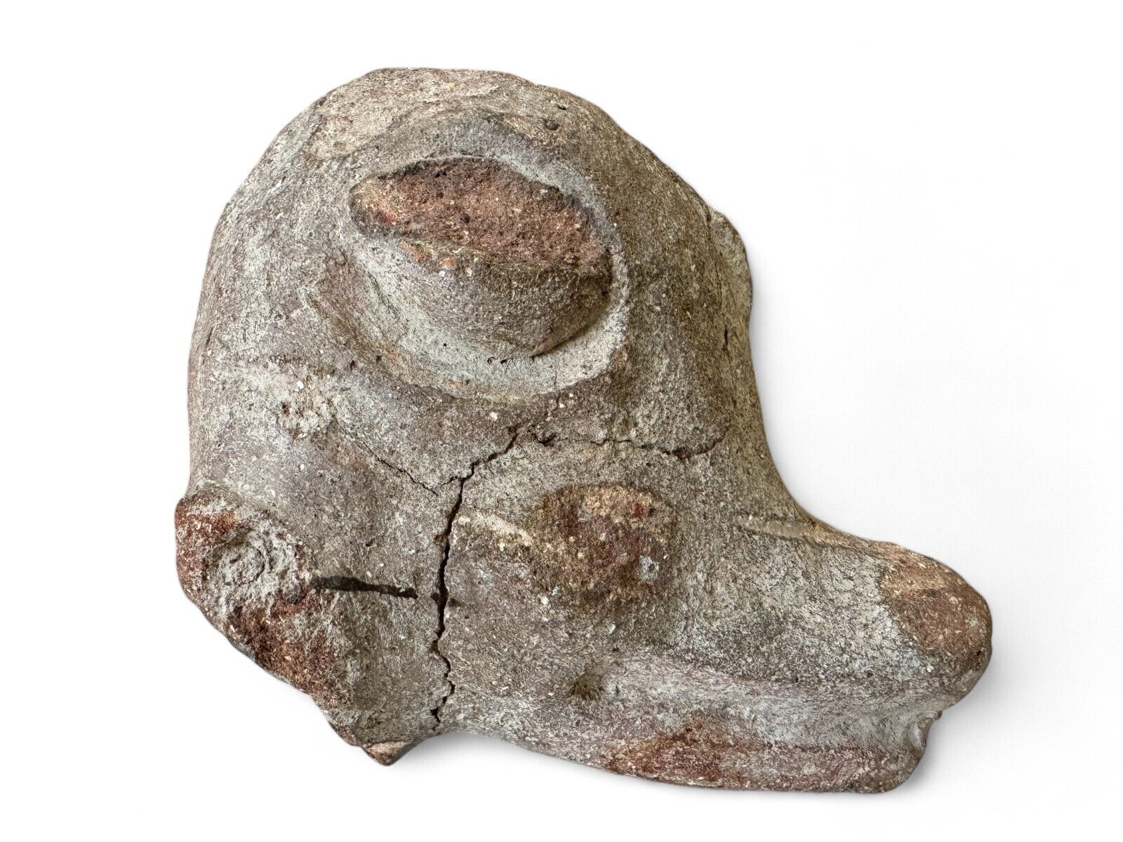 Antique Primitive Terracotta Animal Head Effigy Sculpture Fragment