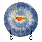 Antique Staffordshire Blue Spatterware Spongeware Cup & Saucer - Peafowl Design