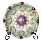 Vintage Duban Christel Limoges MCM Enamel Art Dish - Purple Green Gold, 8.5"