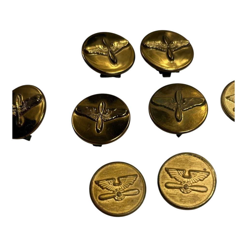 Vintage Lot of 8 WW2 USAAF Buttons and Pins with Wings & Propeller
