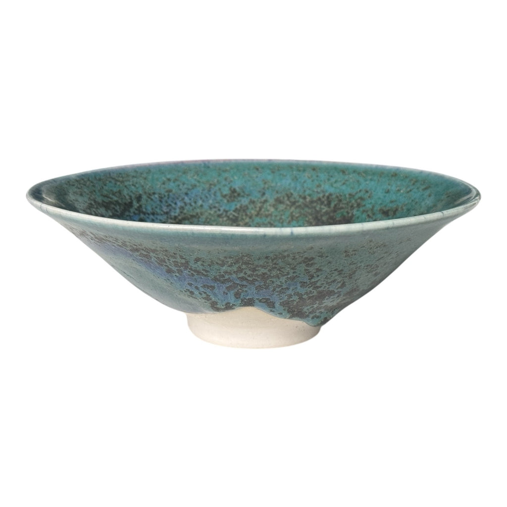 Vintage Japanese Makoto Yabe Studio Pottery Metallic Glaze Tea Bowl - Signed