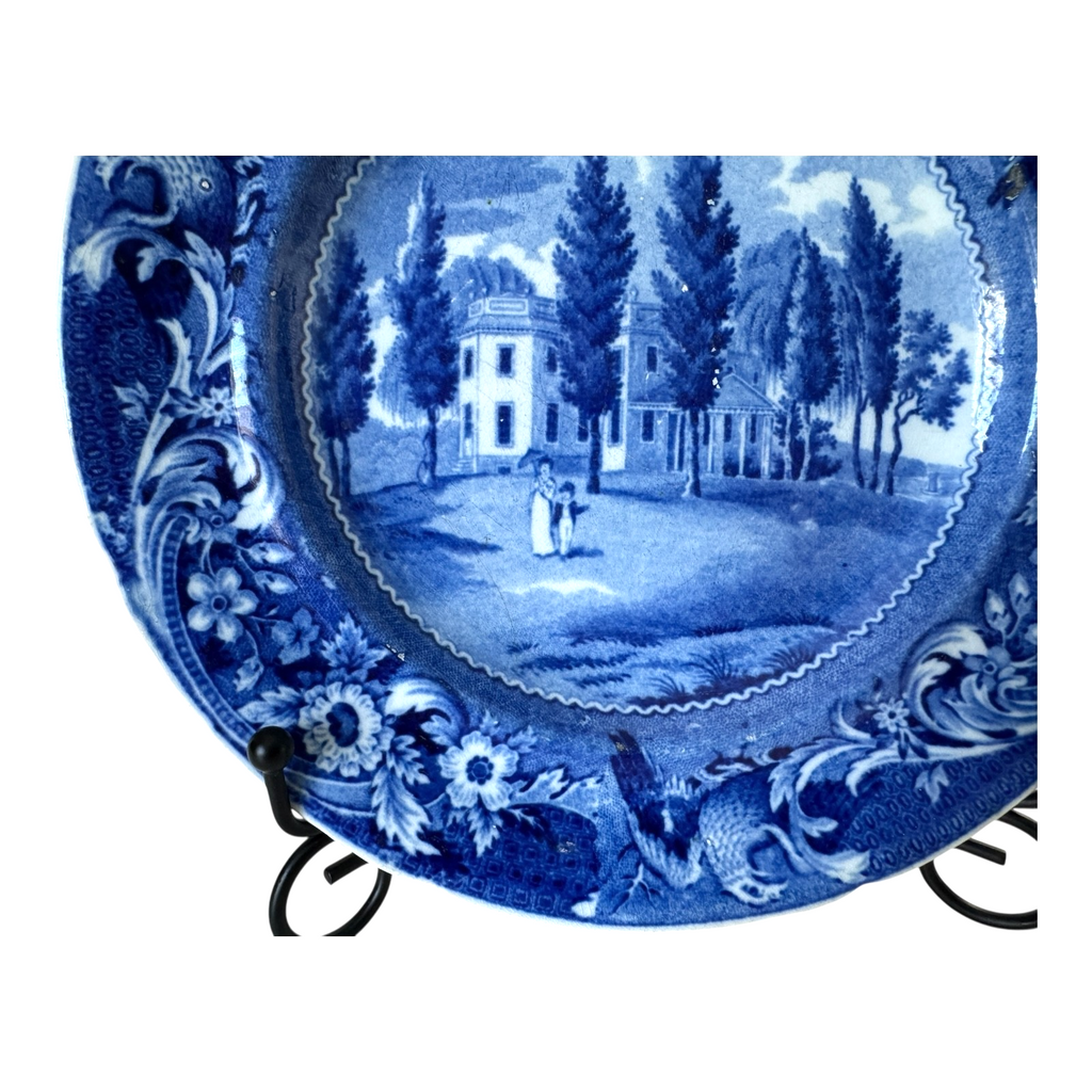 Antique Historical Staffordshire Blue White Transferware Plate – Hoboken NJ