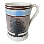 Antique Rare Staffordshire Purple Tree Mochaware Mocha Mug - Early 1800s