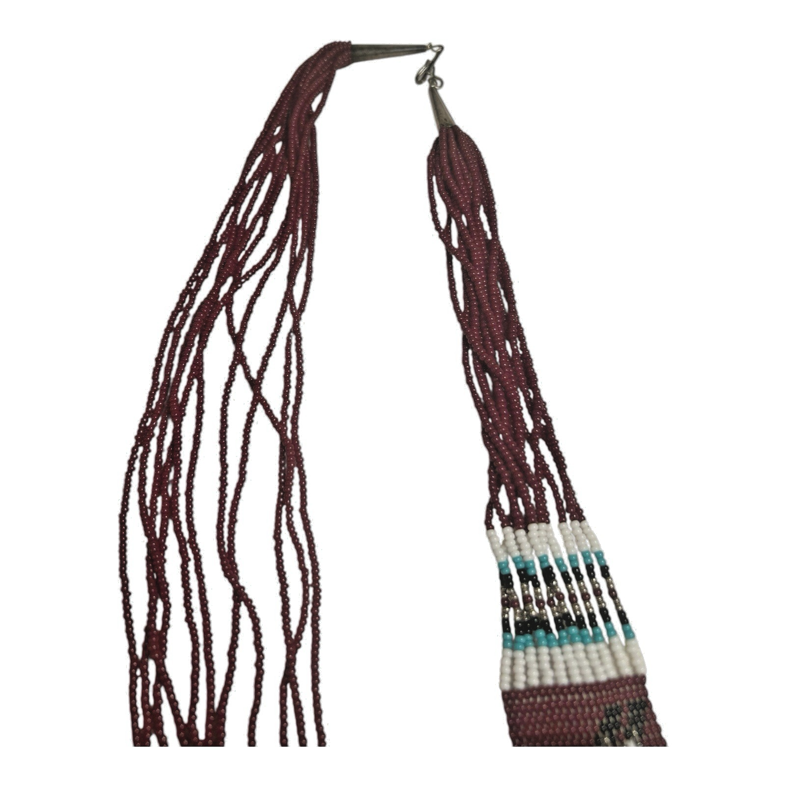 Vintage Native American Beaded Necklace with Navajo Rug Pattern