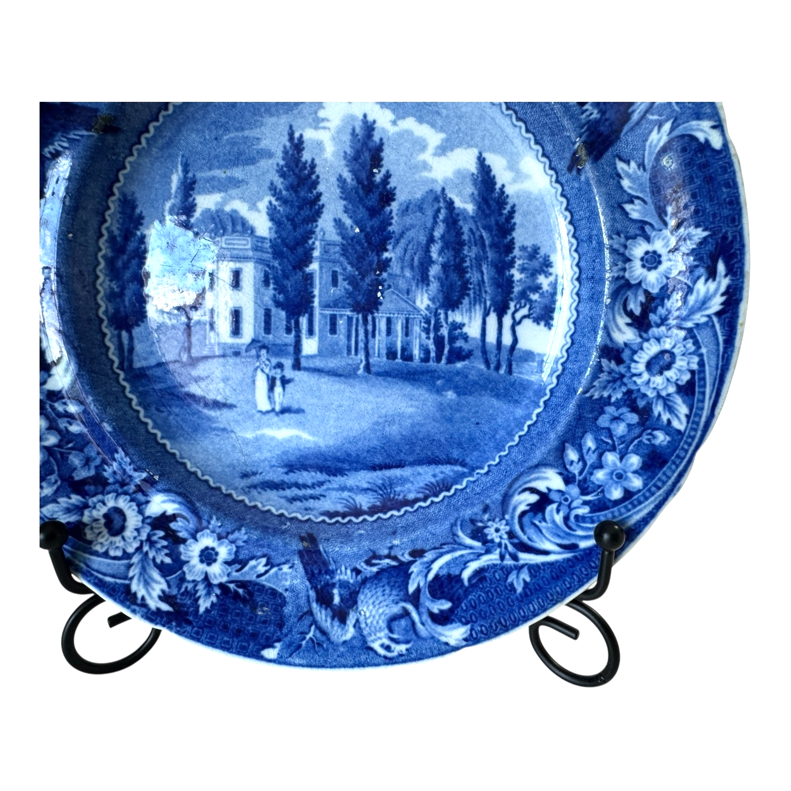 Antique Historical Staffordshire Blue White Transferware Plate – Hoboken NJ