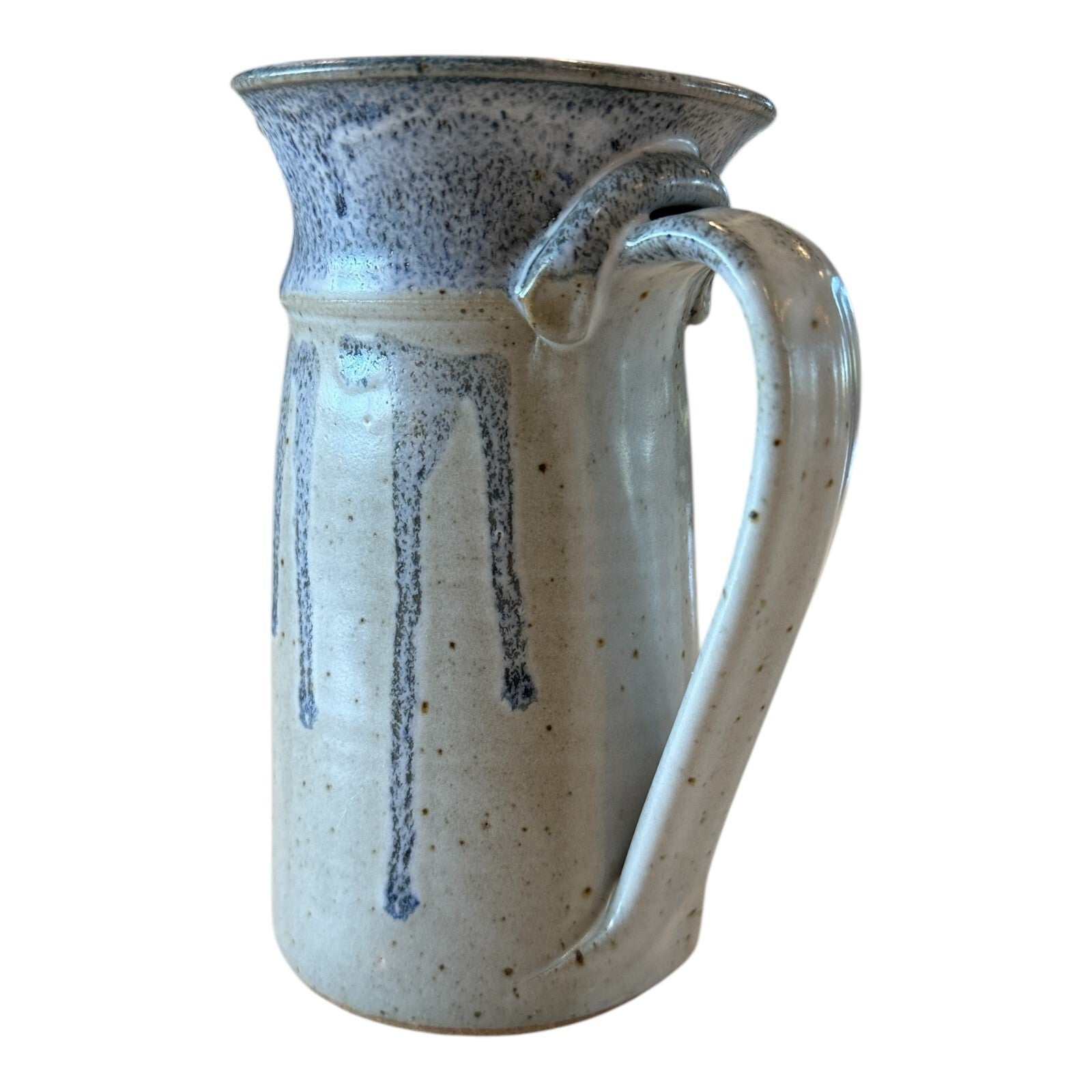 Vintage Country Farmhouse Studio Art Pottery Blue & Gray Pitcher (Signed)