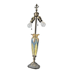 Vintage Durand Pulled Feather Art Nouveau Glass Dual Socket Lamp