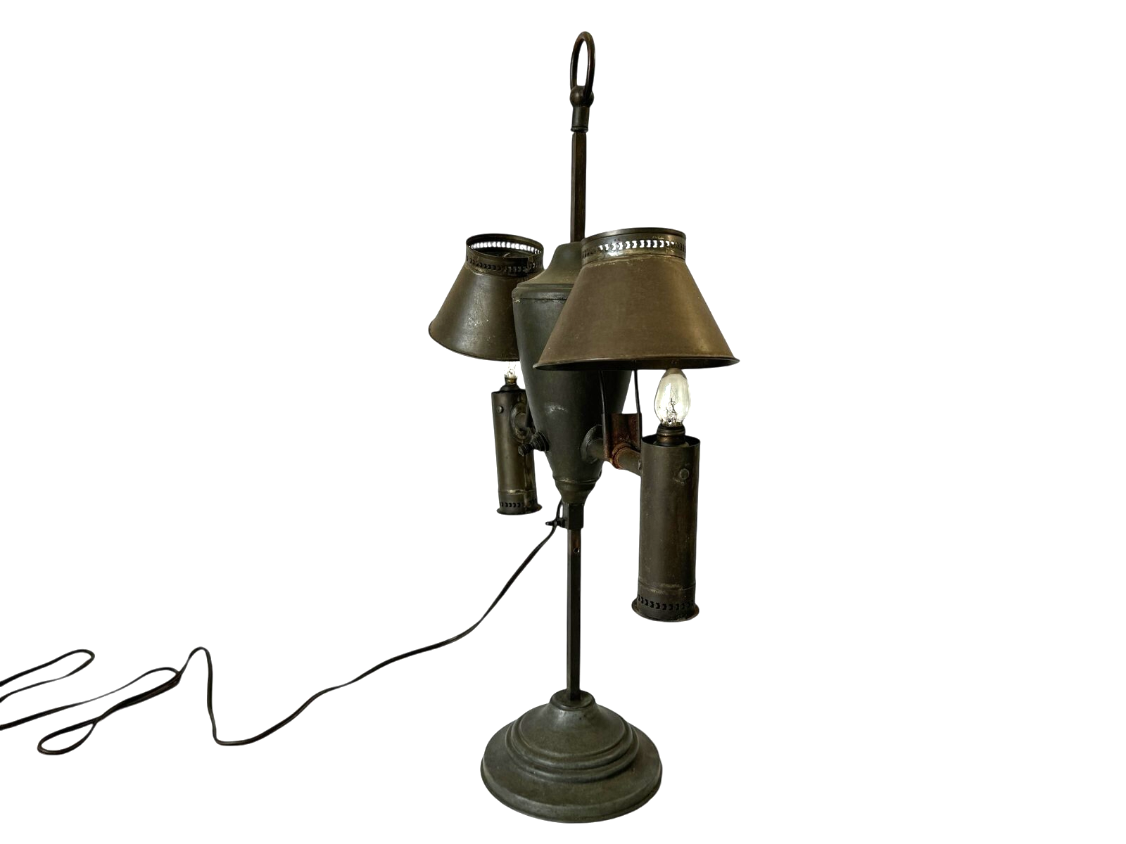 Antique Industrial Student Desk Lamp Double Shade Central Font Metal Lamp