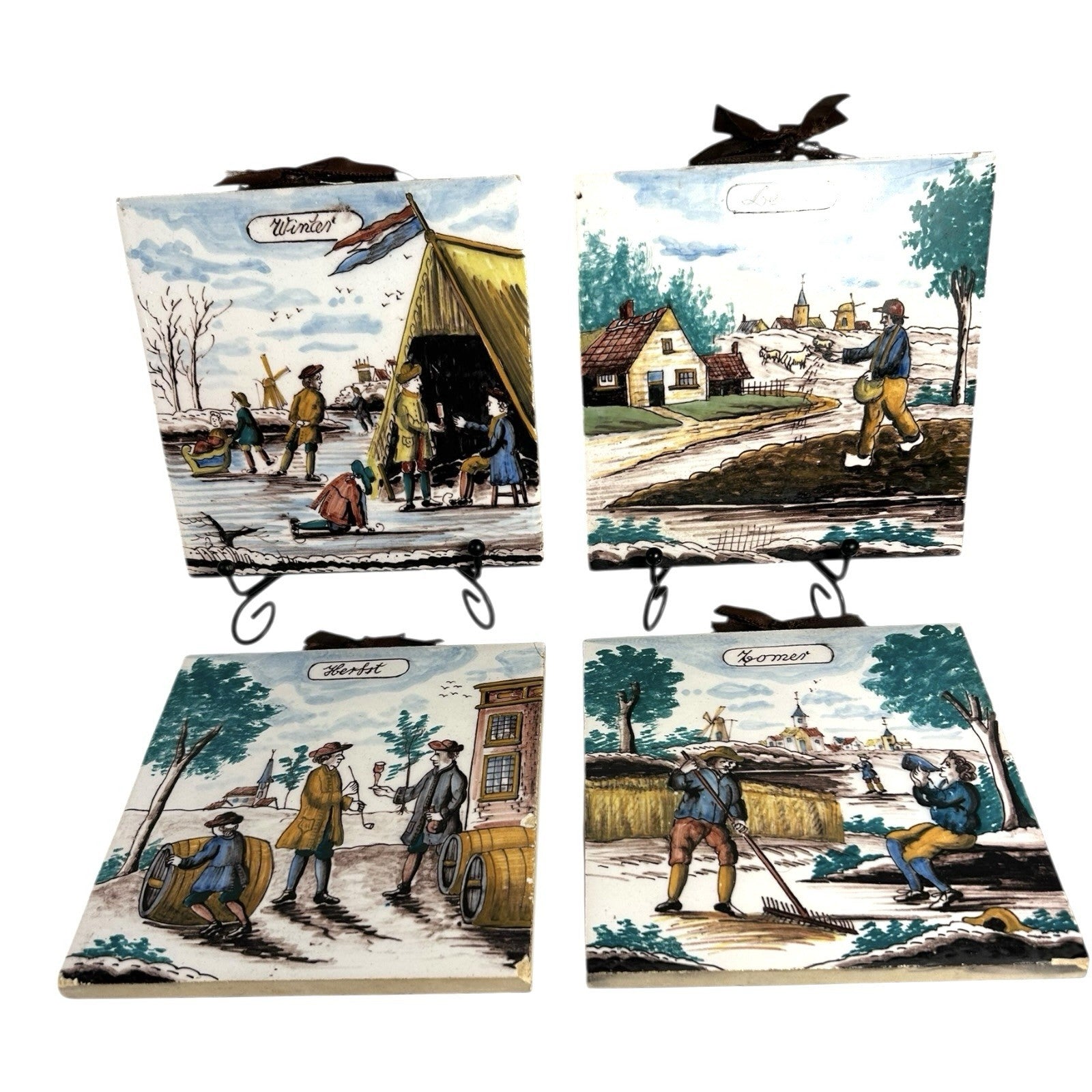 Vintage Westraven Holland Labor of the Seasons Tiles - Complete Set of 4