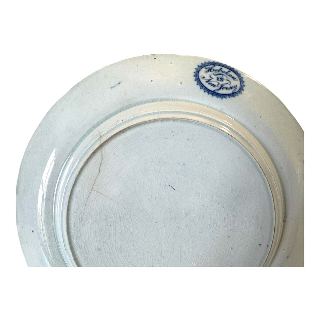 Antique Historical Staffordshire Blue White Transferware Plate – Hoboken NJ