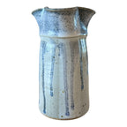 Vintage Country Farmhouse Studio Art Pottery Blue & Gray Pitcher (Signed)