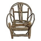 Antique Primitive Miniature Bentwood Chair - Old Hickory Style Doll Furniture