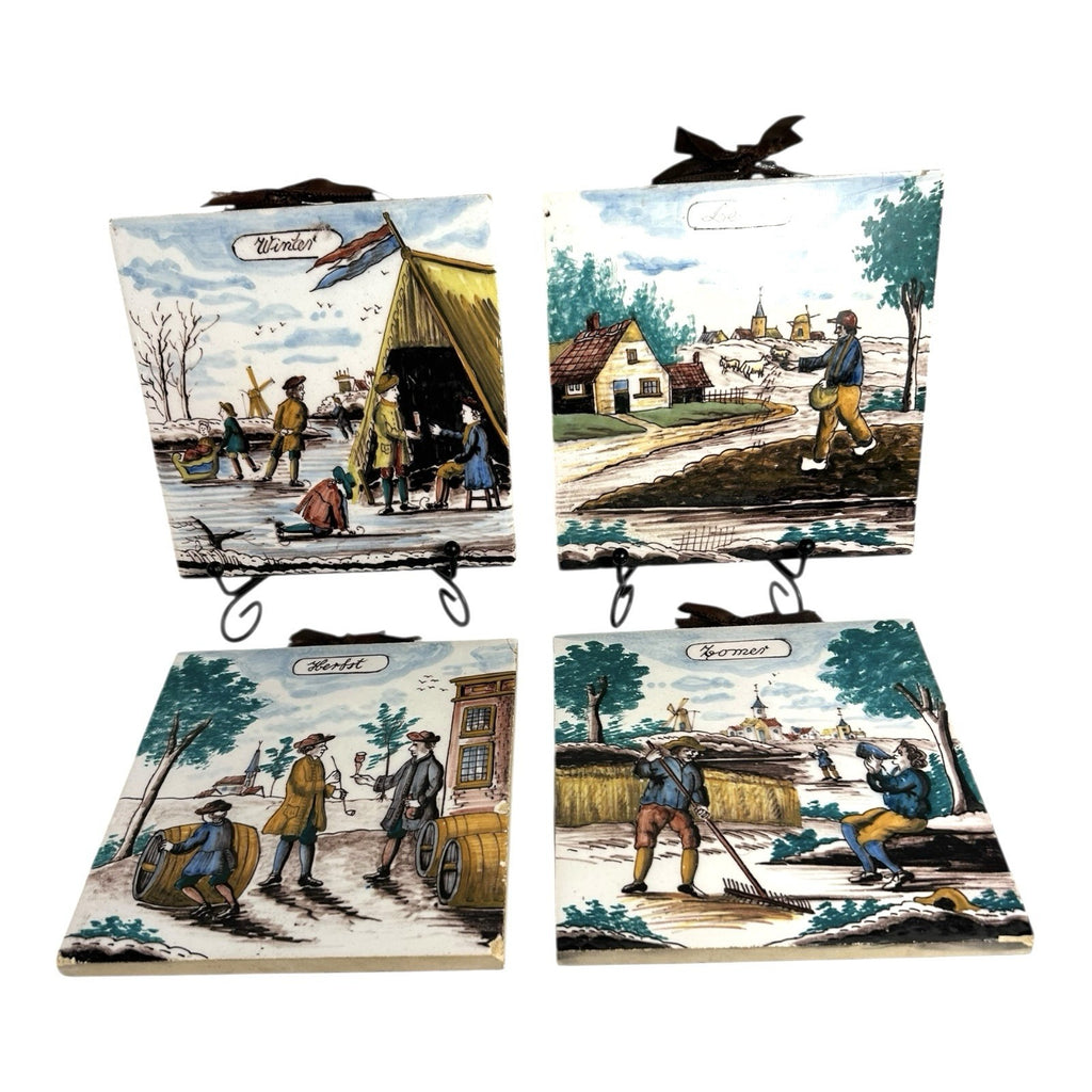 Vintage Westraven Holland Labor of the Seasons Tiles - Complete Set of 4