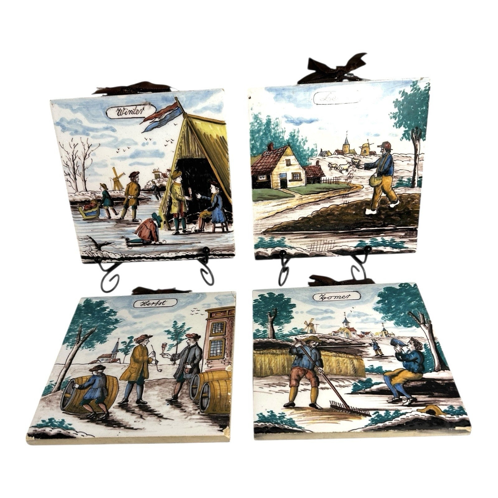 Vintage Westraven Holland Labor of the Seasons Tiles - Complete Set of 4