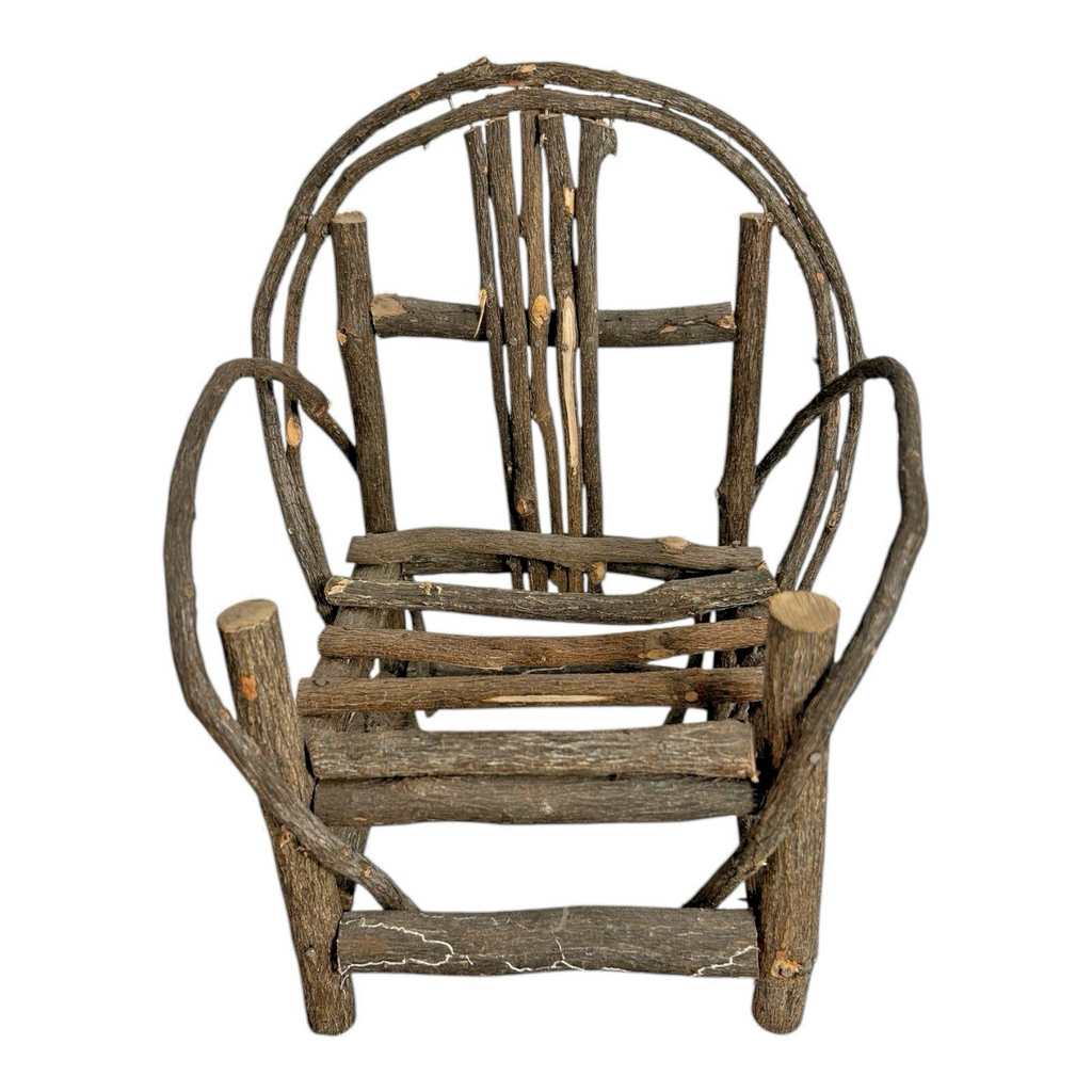 Antique Primitive Miniature Bentwood Chair - Old Hickory Style Doll Furniture