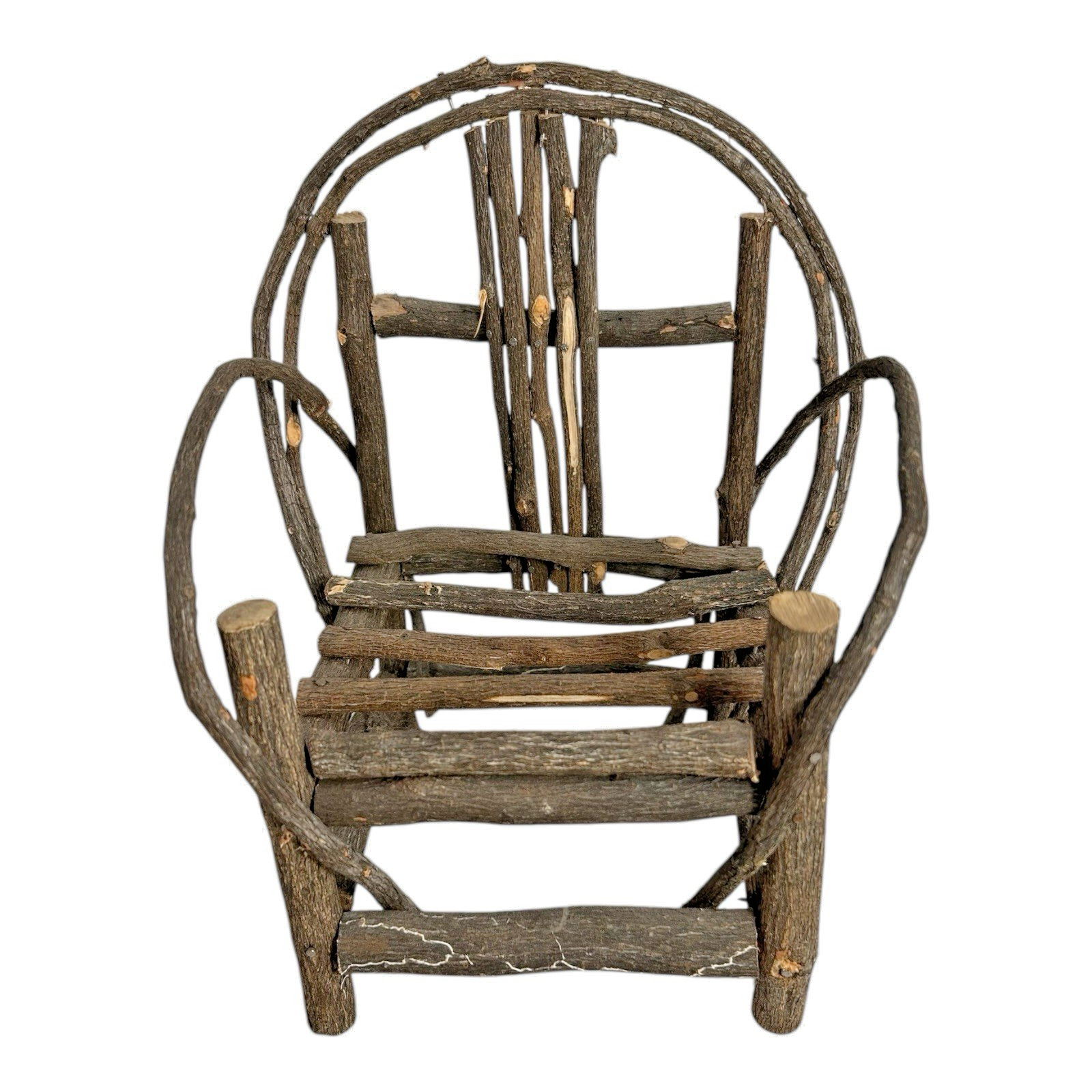 Antique Primitive Miniature Bentwood Chair - Old Hickory Style Doll Furniture