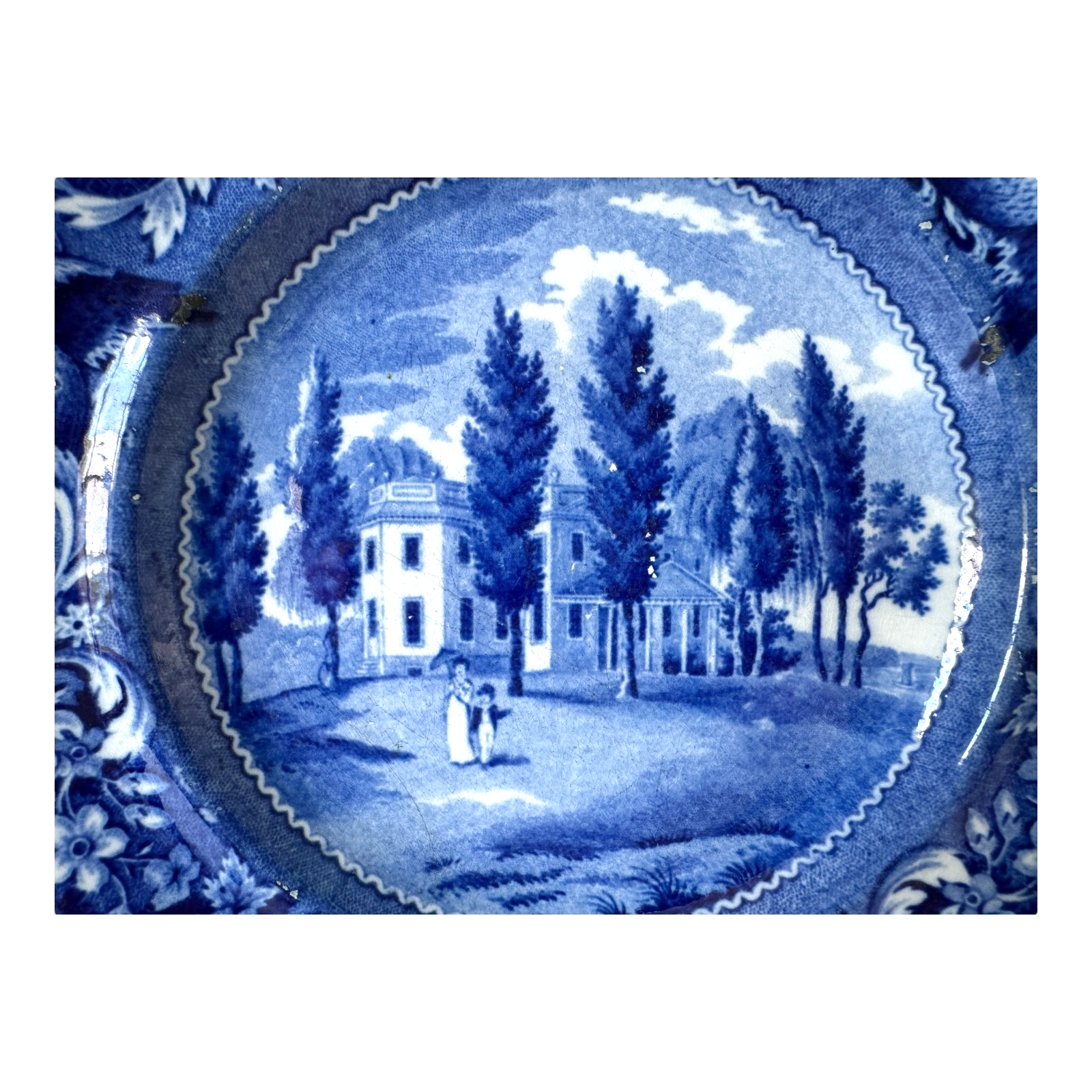 Antique Historical Staffordshire Blue White Transferware Plate – Hoboken NJ