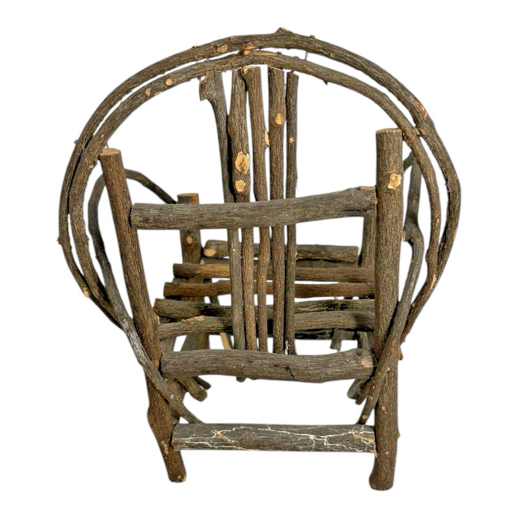 Antique Primitive Miniature Bentwood Chair - Old Hickory Style Doll Furniture