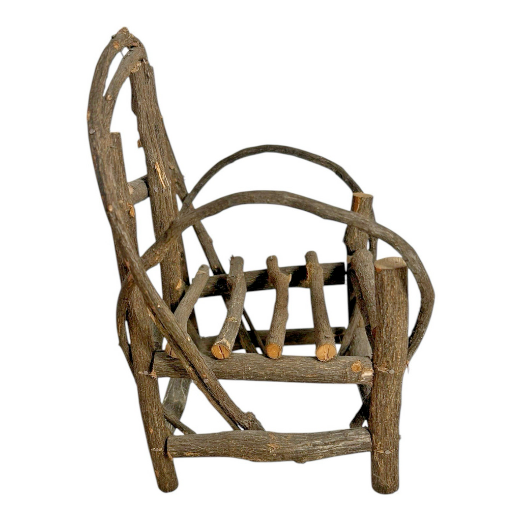 Antique Primitive Miniature Bentwood Chair - Old Hickory Style Doll Furniture