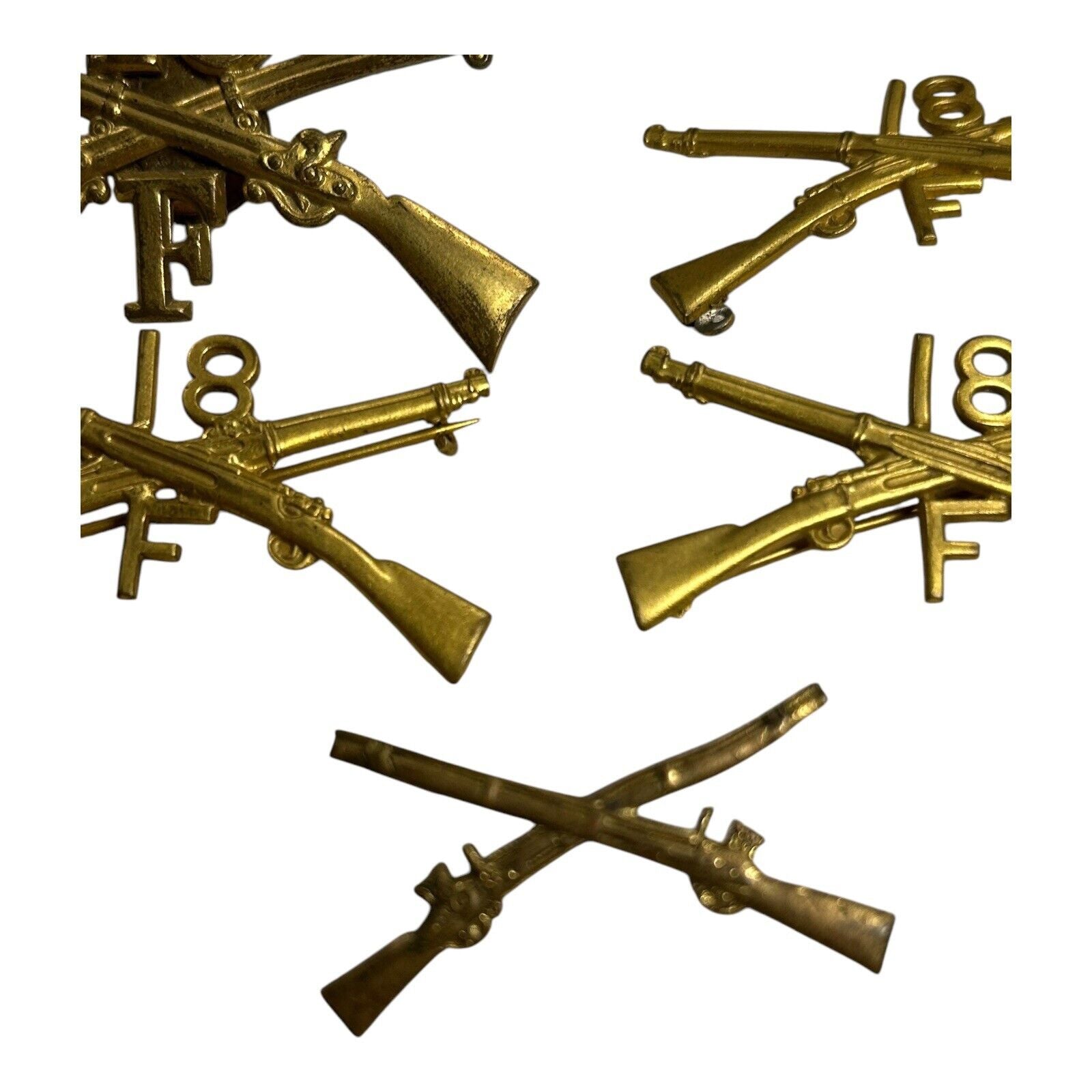 Vintage WW1 Crossed Rifle Pins (18th Infantry)
