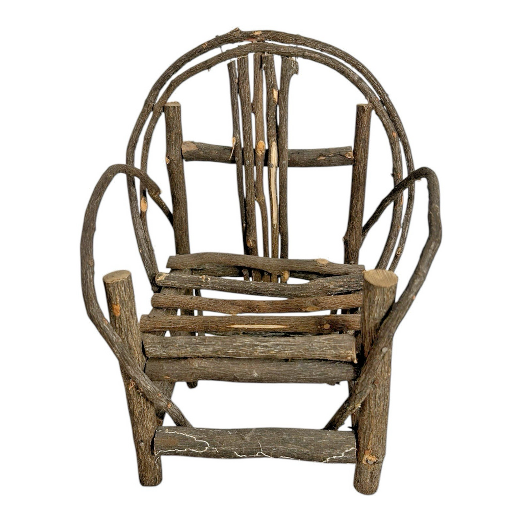 Antique Primitive Miniature Bentwood Chair - Old Hickory Style Doll Furniture