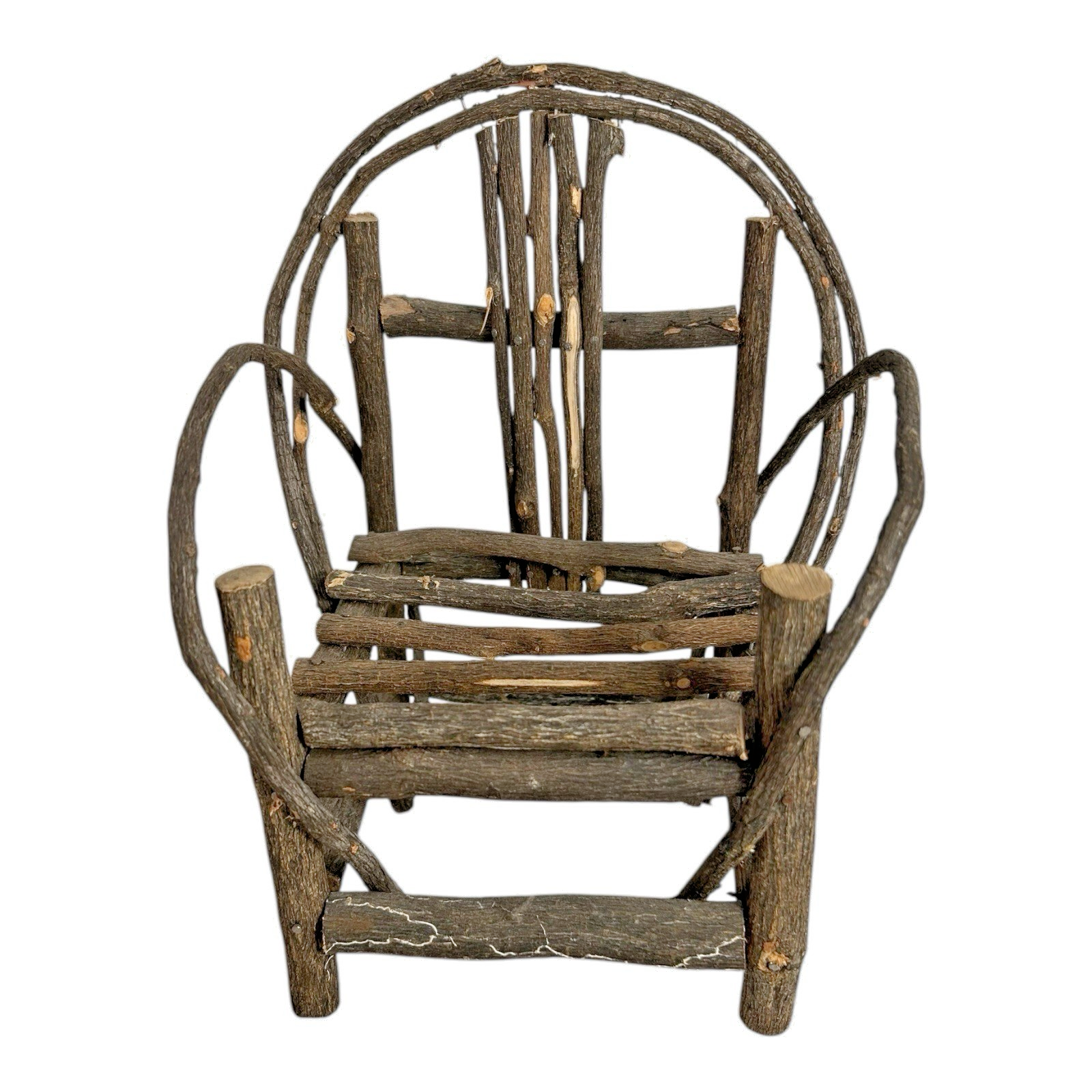 Antique Primitive Miniature Bentwood Chair - Old Hickory Style Doll Furniture