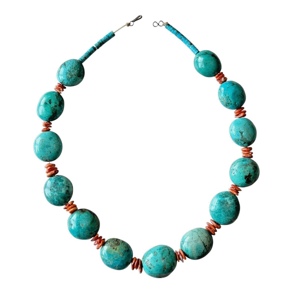Vintage Southwestern Chunky Chinese Turquoise Statement Necklace