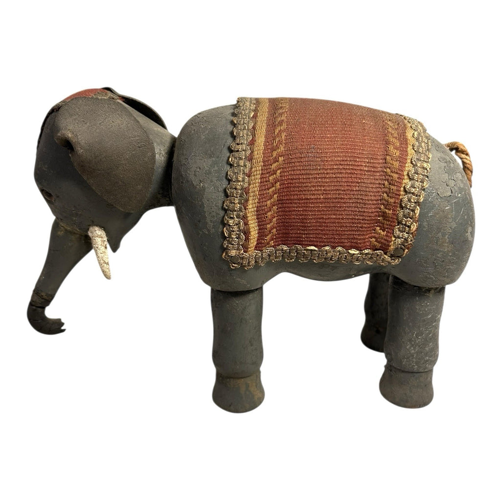 Antique Schoenhut Humpty Dumpty Circus Elephant with Blanket and Head Dress