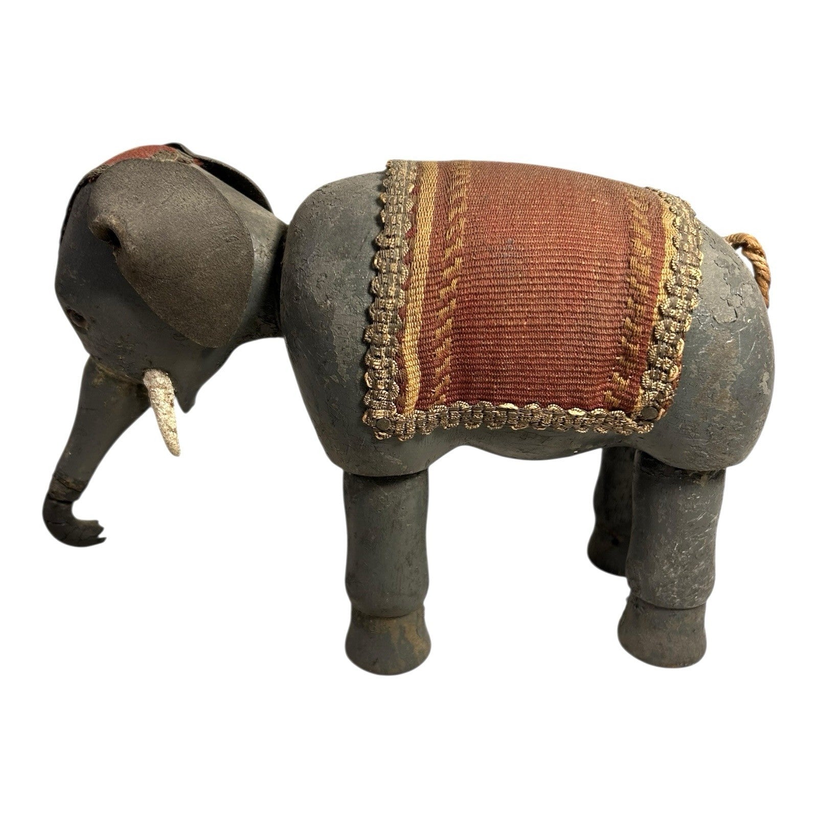 Antique Schoenhut Humpty Dumpty Circus Elephant with Blanket and Head Dress