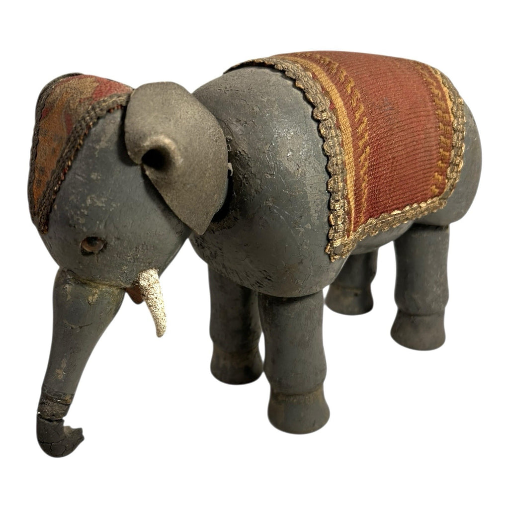 Antique Schoenhut Humpty Dumpty Circus Elephant with Blanket and Head Dress