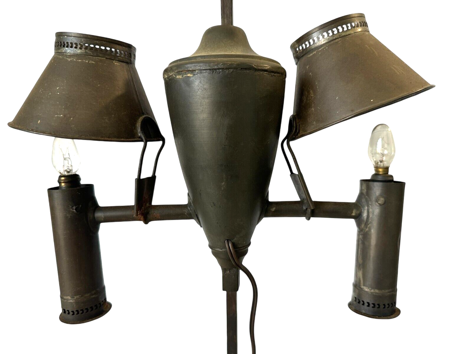 Antique Industrial Student Desk Lamp Double Shade Central Font Metal Lamp