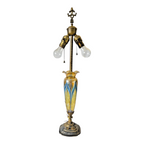 Vintage Durand Pulled Feather Art Nouveau Glass Dual Socket Lamp